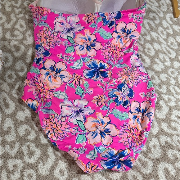 Lilly Pulitzer Pink Floral Halter One-Piece Swimsuit - Picture 10 of 12